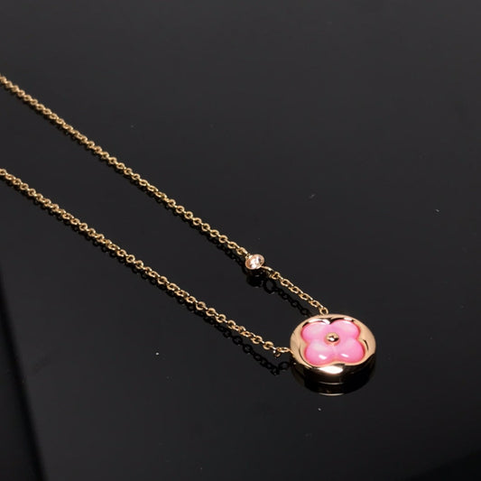 [Glow Jewelry]COLOR BLOSSOM PINK MOP SUN GOLD NECKLACE