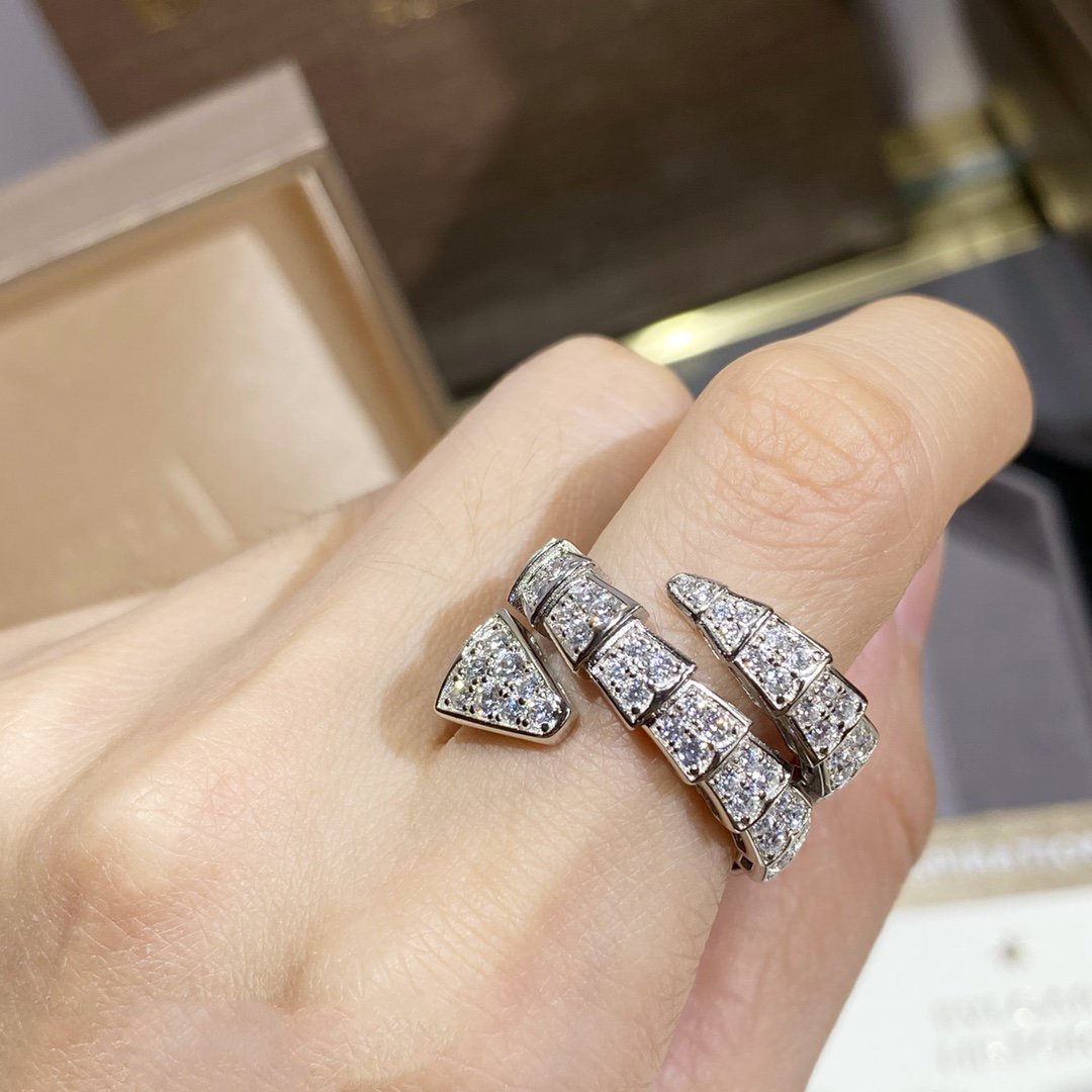 [Glow Jewelry]SERPENTI DOUBLE RING SILVER DIAMOND PAVED