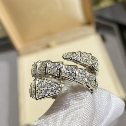 [Glow Jewelry]SERPENTI DOUBLE RING SILVER DIAMOND PAVED