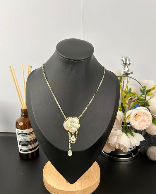 [Glow Jewelry]Cloud Pearl Mother-of-Pearl Diamond Chain Pendant Necklace