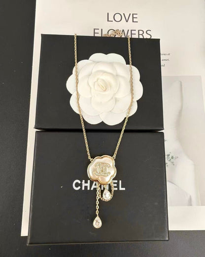 [Glow Jewelry]Cloud Pearl Mother-of-Pearl Diamond Chain Pendant Necklace