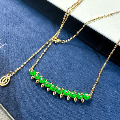 [Glow Jewelry]New Arrival: Green Bead Rivet Necklace