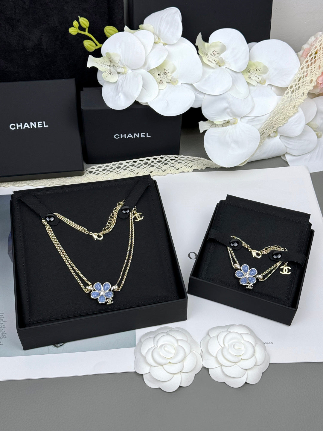 [Glow Jewelry]VOLTE New Blue Floral Double-Layer Bracelet