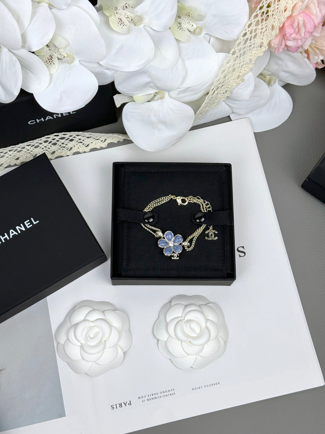 [Glow Jewelry]VOLTE New Blue Floral Double-Layer Bracelet