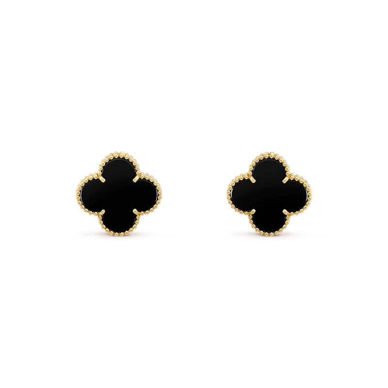 „Glow Jewelry“ Mittelgroße „Clover“ Ohrstecker mit 1 Motiv und Onyx