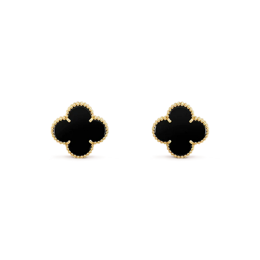 „Glow Jewelry“ Mittelgroße „Clover“ Ohrstecker mit 1 Motiv und Onyx
