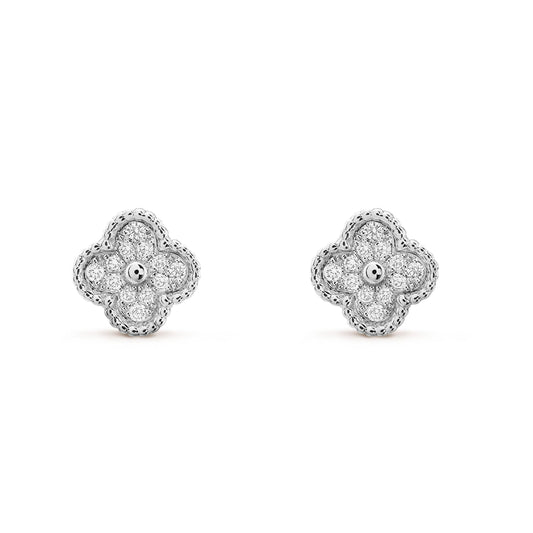 [Glow Jewelry]CLOVER MINI DIAMOND STUD EARRINGS