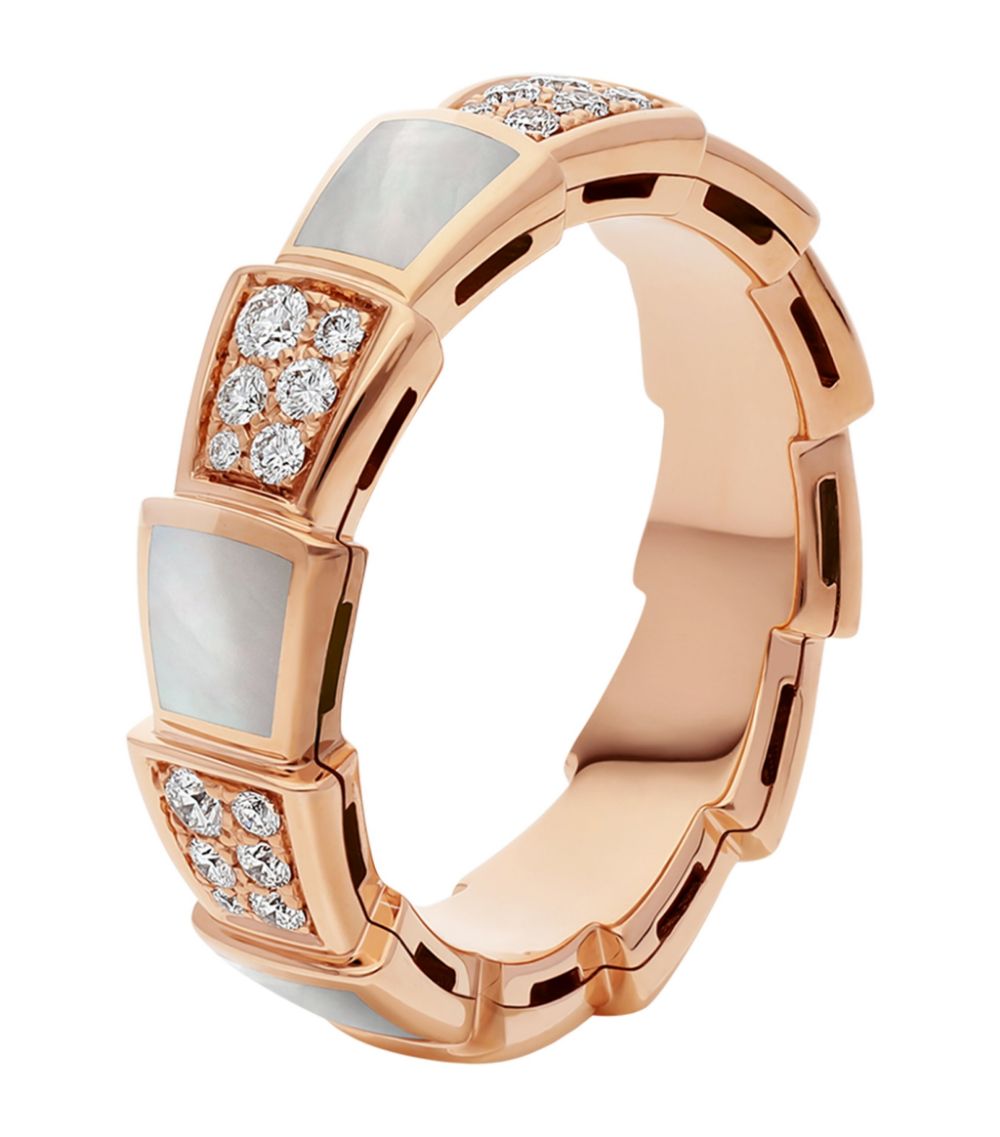 [Glow Jewelry]SERPENTI RING PINK GOLD MOP DIAMOND PAVED 4MM