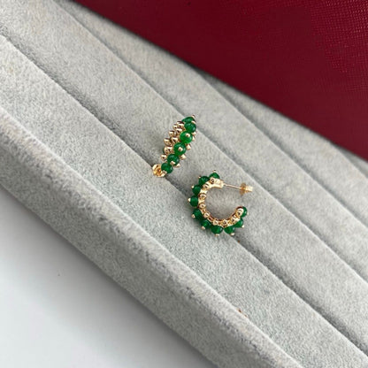 [Glow Jewelry]NEW COLORED GEMSTONE COLLECTION SMALL HOOP EARRINGS