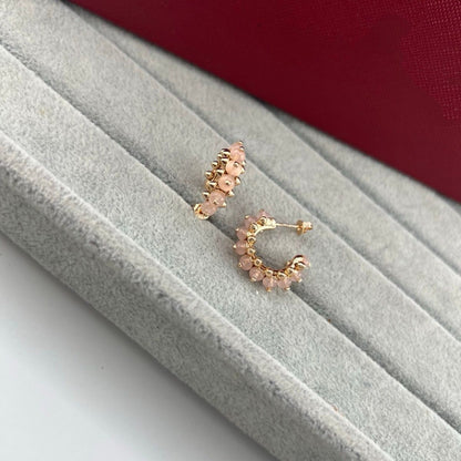 [Glow Jewelry]NEW COLORED GEMSTONE COLLECTION SMALL HOOP EARRINGS
