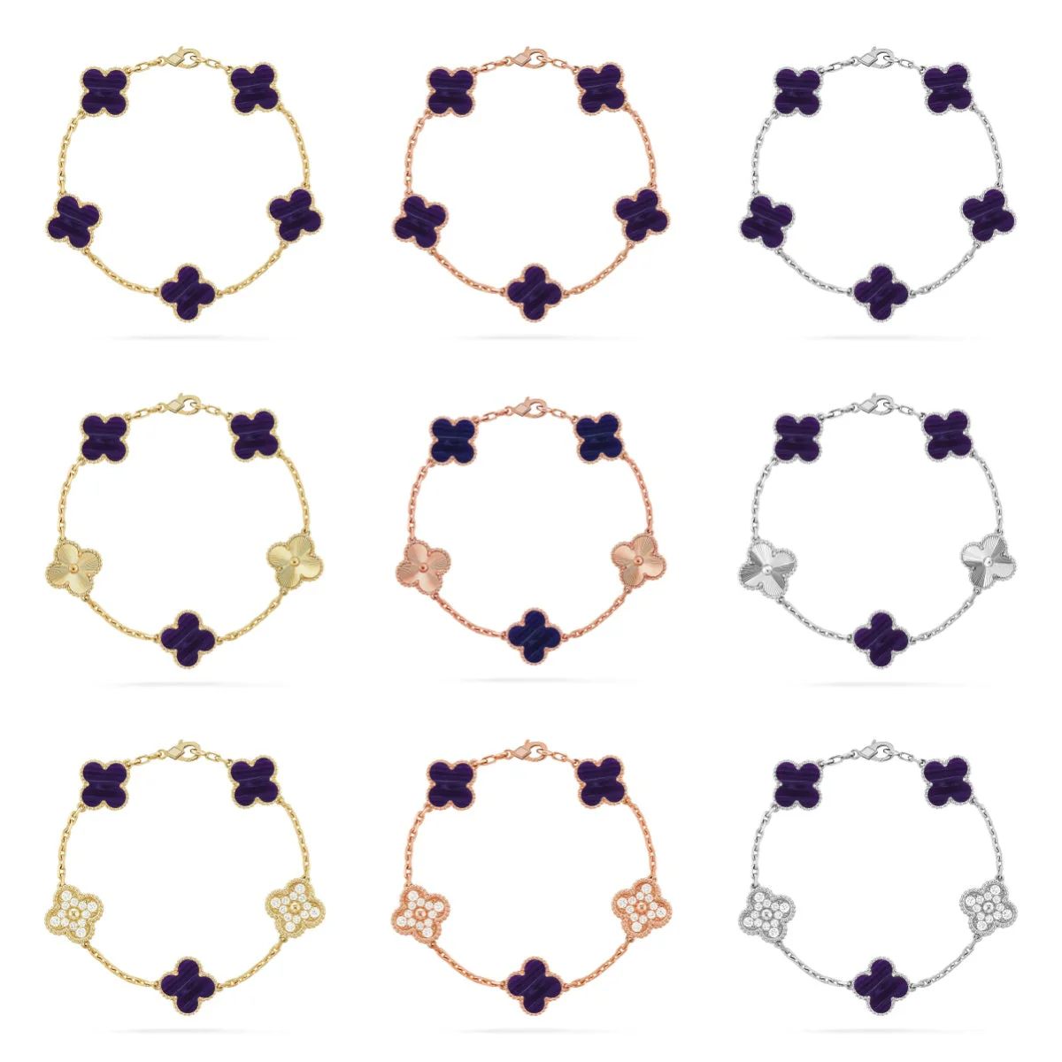 [Glow Jewelry]CLOVER 5 MOTIF PURPLE STRIPES BRACELET COLLECTION