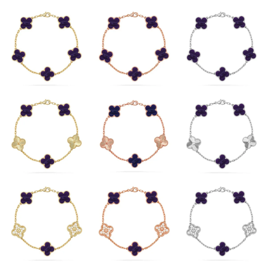 [Glow Jewelry]CLOVER 5 MOTIF PURPLE STRIPES BRACELET COLLECTION