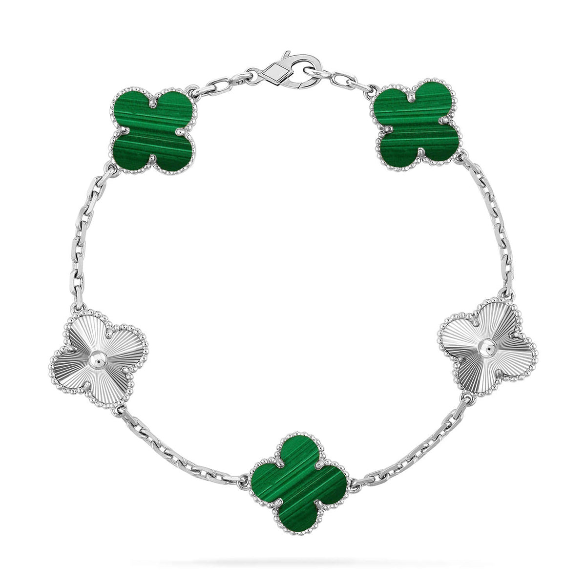 [Glow Jewelry] 新着クローバー5モチーフ マラカイトブレスレットコレクション