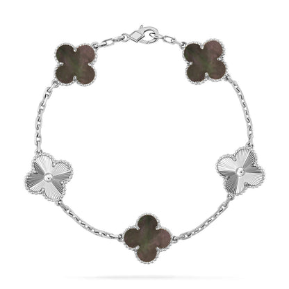 [Glow Jewelry]Neue KOLLEKTION: KLEEBATT 5 MOTIV GRAUER PERLMUTT-ARMBAND