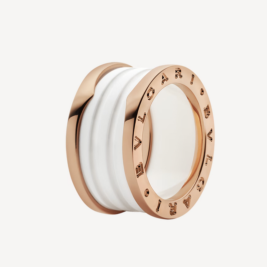 [Glow Jewelry]ZERO 1 FOUR-BAND LOOPS AND WHITE CERAMIC SPIRAL PINK GOLD RING