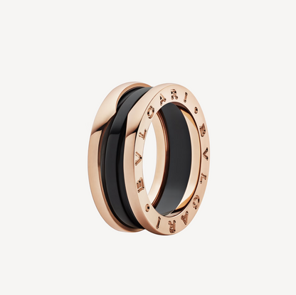 [Glow Jewelry]ZERO 1 TWO-BAND LOOPS AND BLACK CERAMIC PINK GOLD RING