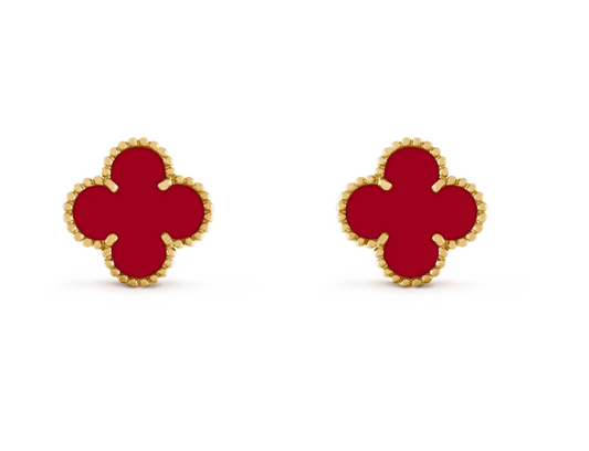 [Glow Jewelry] クローバー 20MM レッドアゲートピアス