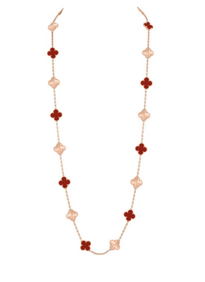 [Glow Jewelry]CLOVER 20 MOTIFS LASER CARNELIAN NECKLACE