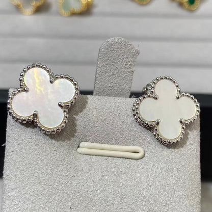 [Glow Jewelry] CLOVER LARGE (20mm) 1 MOTIF WEISSE PERLMUTT-OHRSTECKER