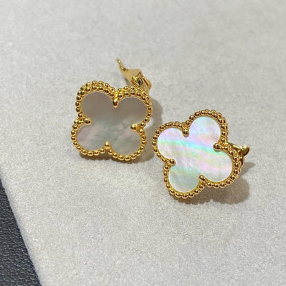 [Glow Jewelry] CLOVER LARGE (20mm) 1 MOTIF WEISSE PERLMUTT-OHRSTECKER