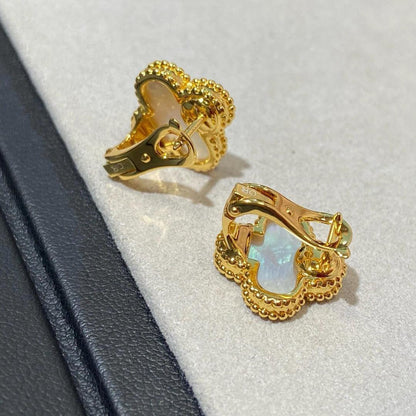[Glow Jewelry] CLOVER LARGE (20mm) 1 MOTIF WEISSE PERLMUTT-OHRSTECKER