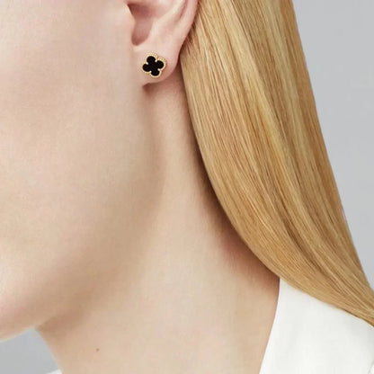¡®Glow Jewelry¡¯CLOVER MINI 9,5MM SCHWARZE PERLMUTT-OHRRINGE