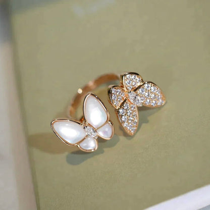 ¡®Glow Jewelry¡¯TWIN BUTTERFLY DIAMOND MOP RING