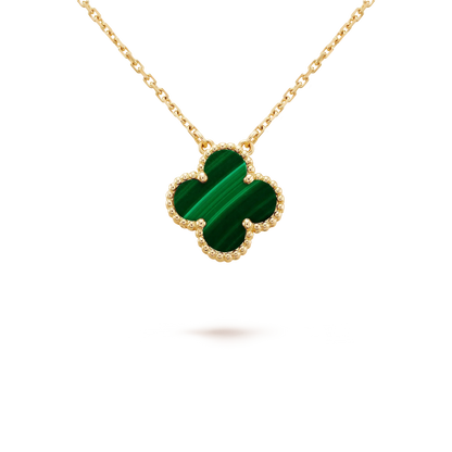 ¡®Glow Jewelry¡¯CLOVER 15MM MALACHITE SINGLE FLOWER  NECKLACE