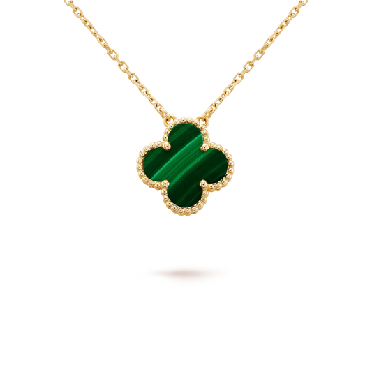 ¡®Glow Jewelry¡¯CLOVER 15MM MALACHITE SINGLE FLOWER  NECKLACE