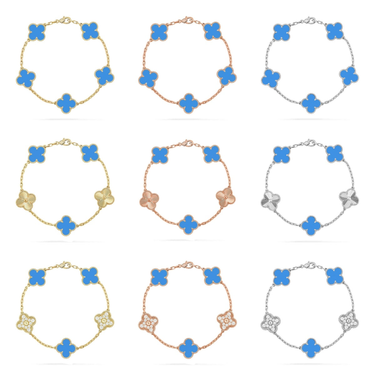 [Glow Jewelry]Neue Kollektion: Kleeblatt 5 Motive Blau Achat Armband