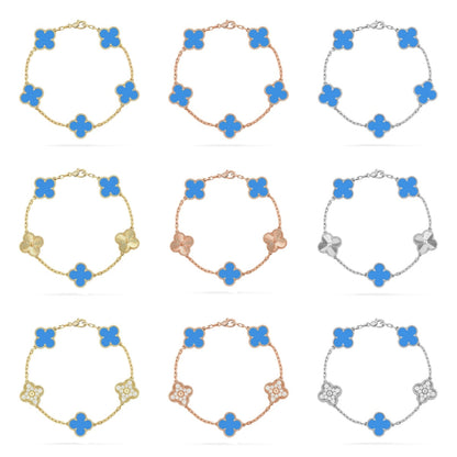 [Glow Jewelry]Neue Kollektion: Kleeblatt 5 Motive Blau Achat Armband