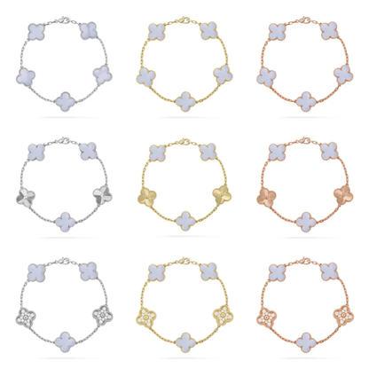 [Glow Jewelry] CLOVER 5 MOTIF PURPLE CHALCEDONY BRACELET COLLECTION
