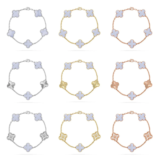 [Glow Jewelry] CLOVER 5 MOTIF PURPLE CHALCEDONY BRACELET COLLECTION