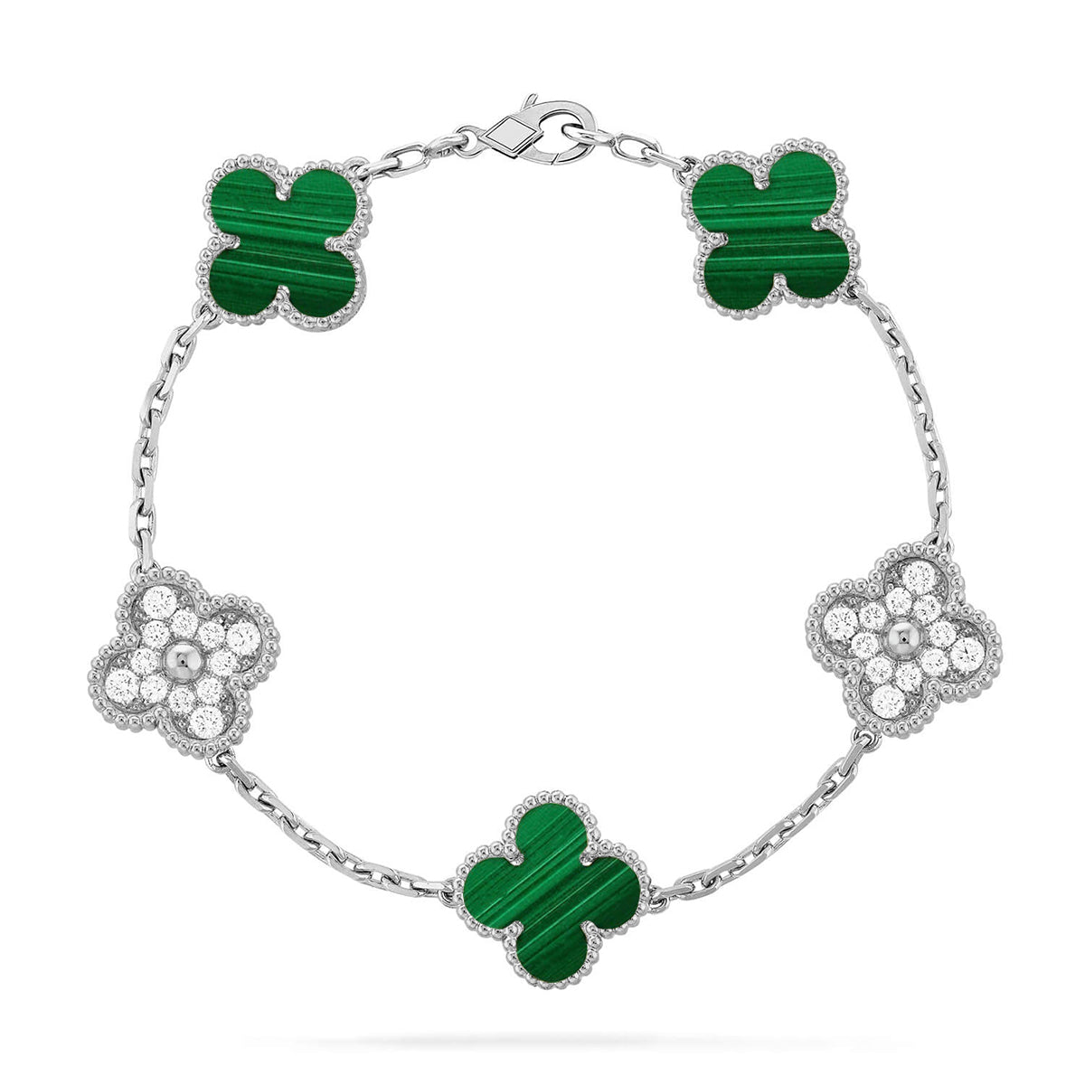 [Glow Jewelry] 新着クローバー5モチーフ マラカイトブレスレットコレクション