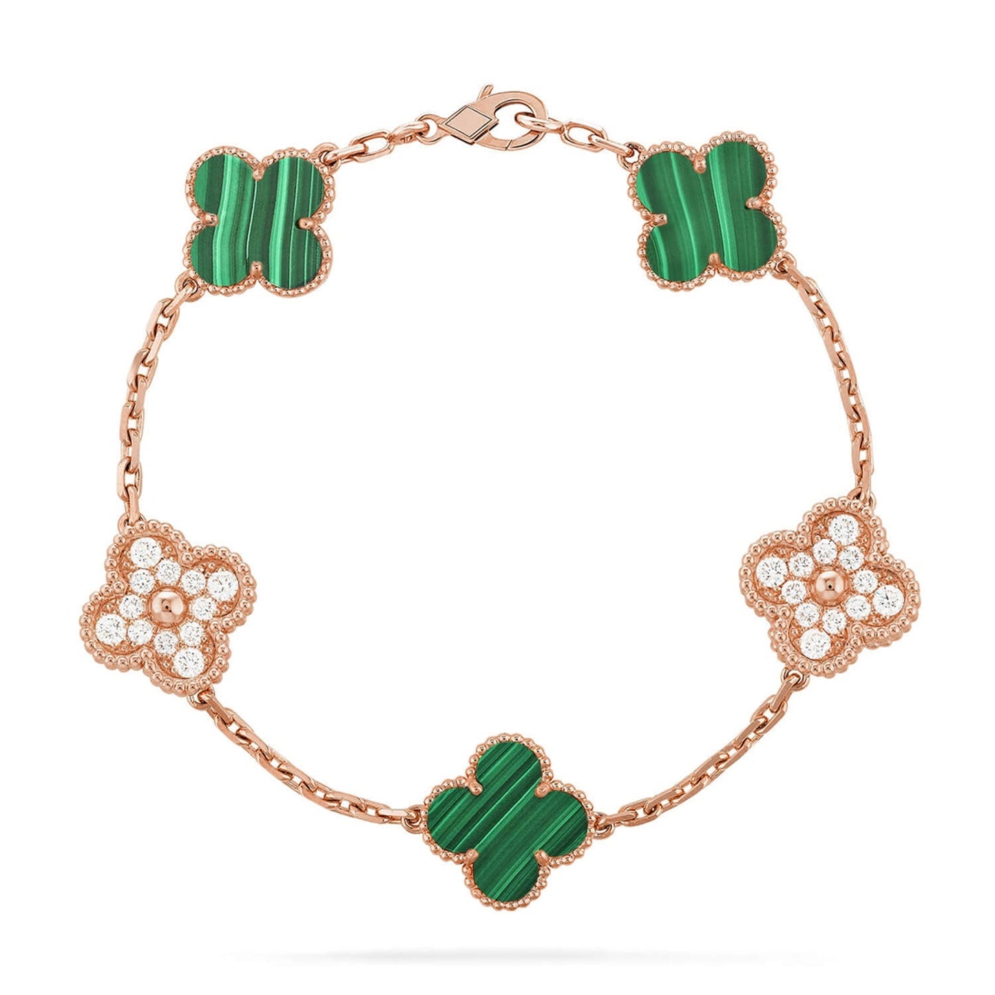 [Glow Jewelry] 新着クローバー5モチーフ マラカイトブレスレットコレクション