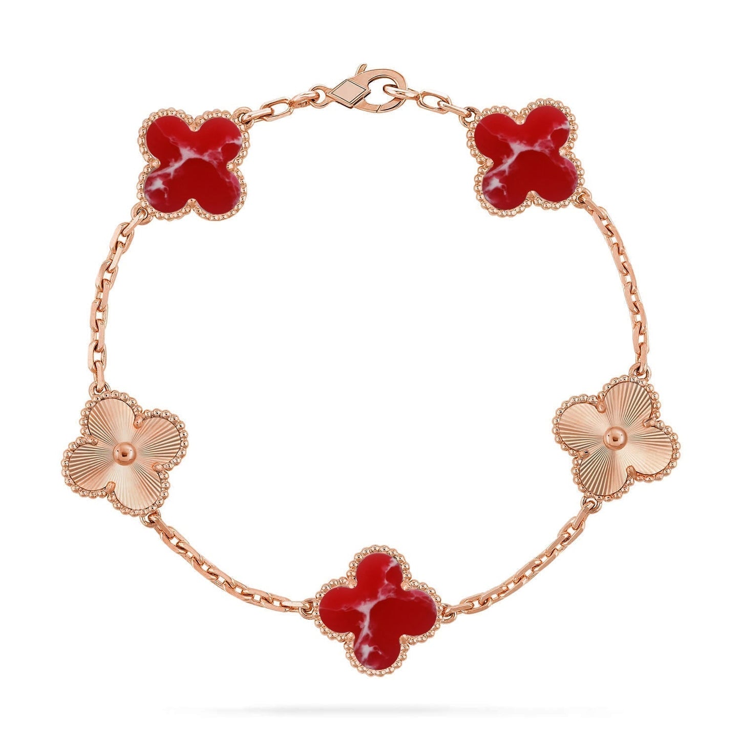 [Glow Jewelry]CLOVER 5 MOTIF RED PATTERN BRACELET COLLECTION