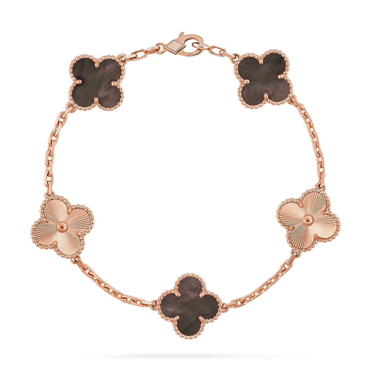 [Glow Jewelry]Neue KOLLEKTION: KLEEBATT 5 MOTIV GRAUER PERLMUTT-ARMBAND