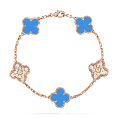 [Glow Jewelry]Neue Kollektion: Kleeblatt 5 Motive Blau Achat Armband