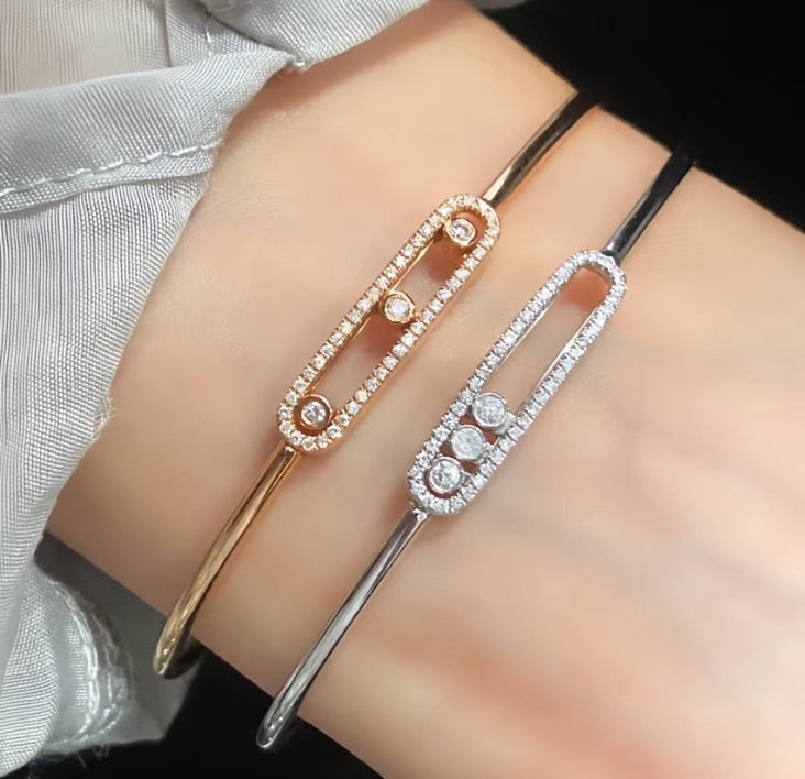 [Glow Jewelry]Move Pavé Diamond Bangle Bracelet M