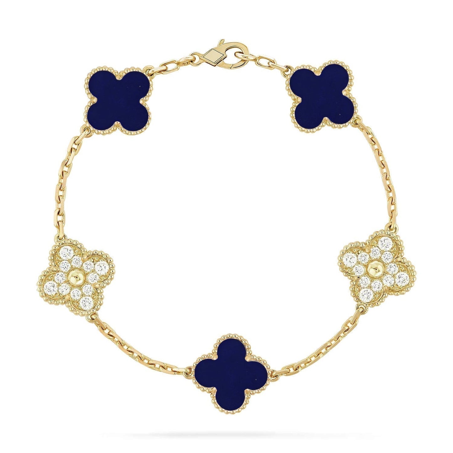 [Glow Jewelry]CLOVER 5 MOTIF LAPIS LAZULI BRACELET COLLECTION