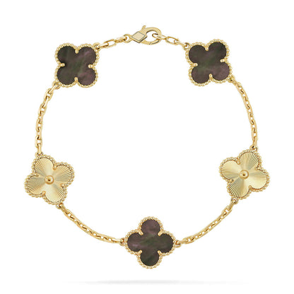 [Glow Jewelry]Neue KOLLEKTION: KLEEBATT 5 MOTIV GRAUER PERLMUTT-ARMBAND