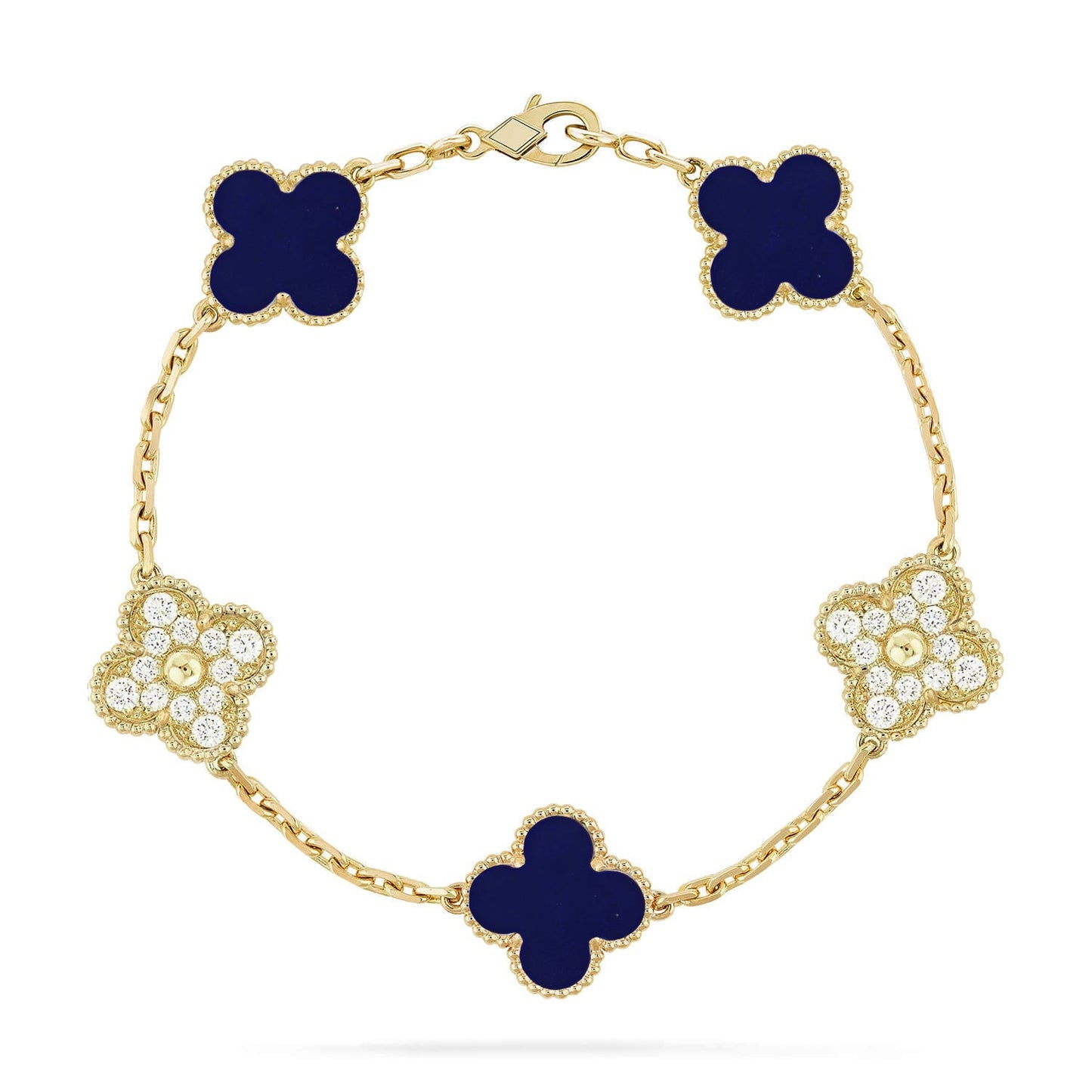[Glow Jewelry]Neue GLÜCKSKLEE 5 MOTIV LAPISLAZULI ARMBAND KOLLEKTION