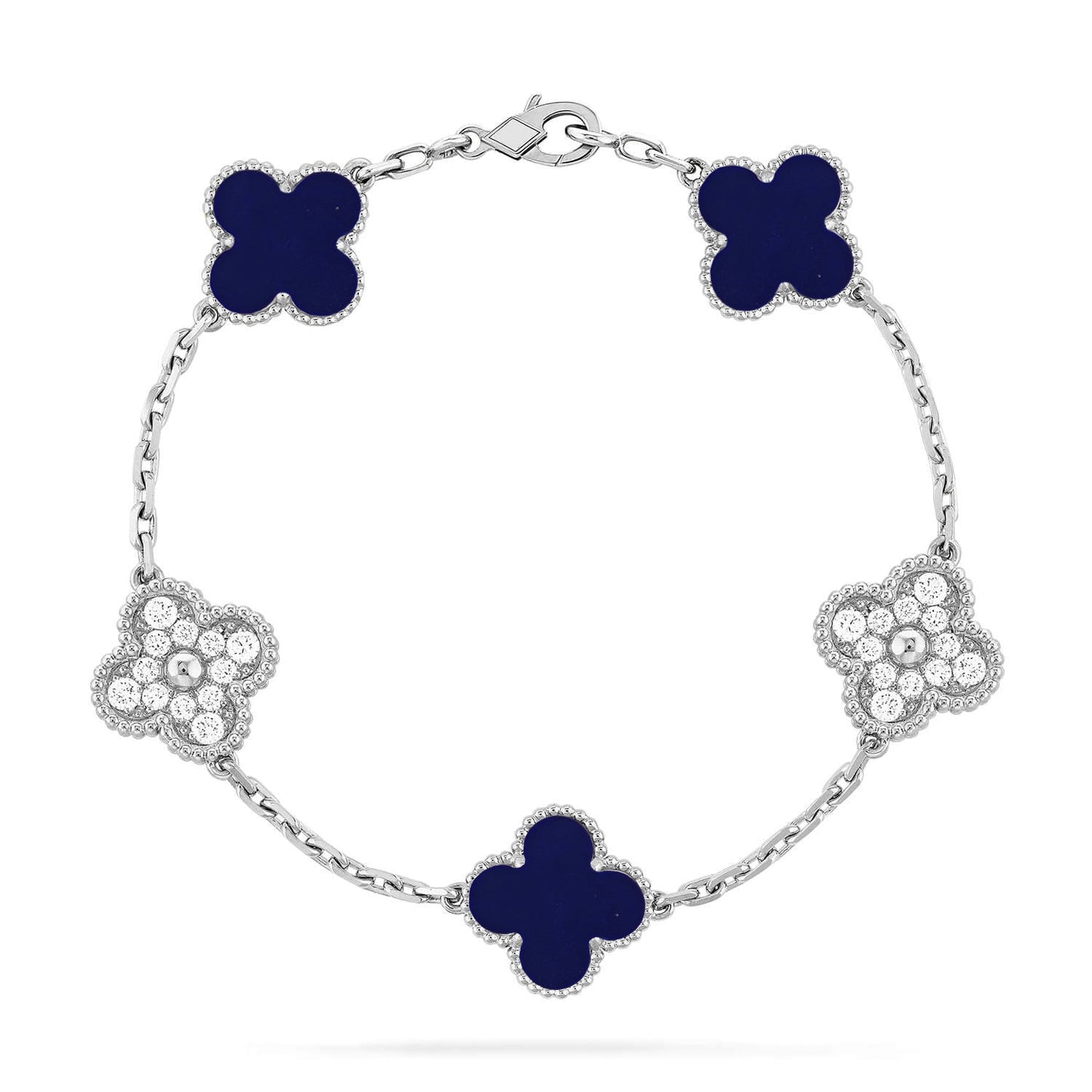 [Glow Jewelry]Neue GLÜCKSKLEE 5 MOTIV LAPISLAZULI ARMBAND KOLLEKTION