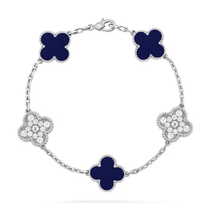 [Glow Jewelry]Neue GLÜCKSKLEE 5 MOTIV LAPISLAZULI ARMBAND KOLLEKTION