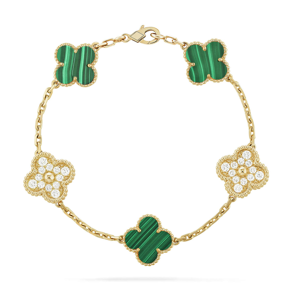 [Glow Jewelry] 新着クローバー5モチーフ マラカイトブレスレットコレクション