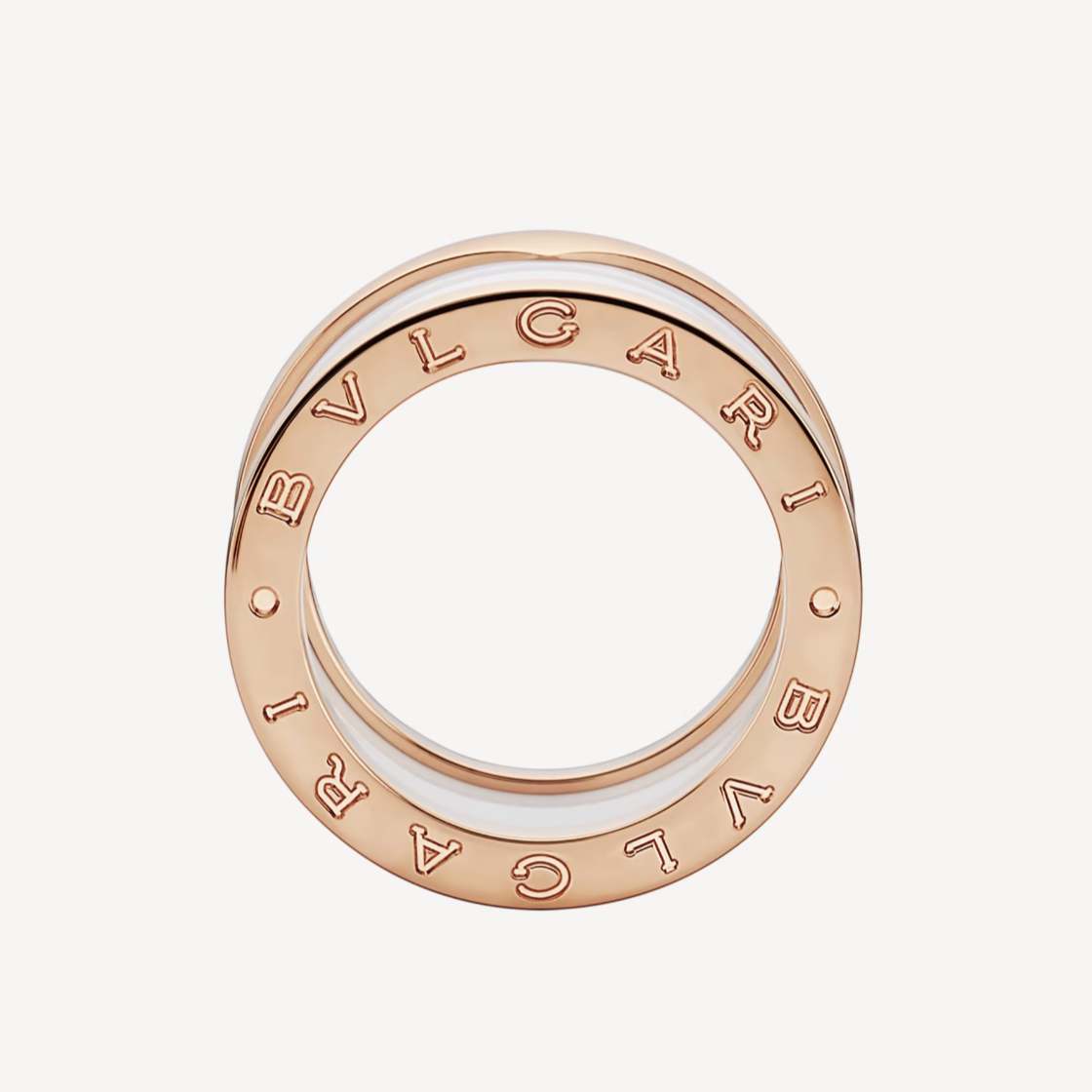 [Glow Jewelry]ZERO 1 FOUR-BAND LOOPS AND WHITE CERAMIC SPIRAL PINK GOLD RING
