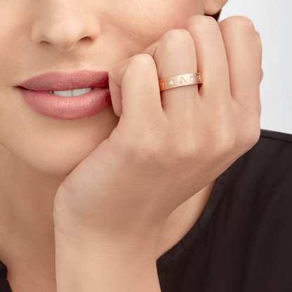 [Glow Jewelry]ZERO 1 ESSENTIAL PINK GOLD BAND WITH DIAMONDS RING