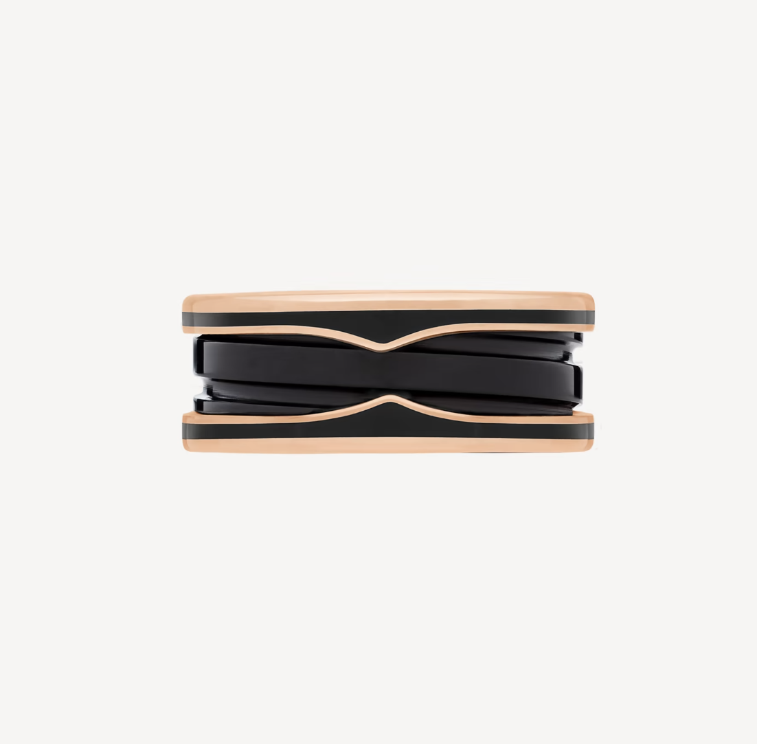 [Glow Jewelry]ZERO 1 TWO-BAND WITH MATTE BLACK CERAMIC PINK GOLD RING