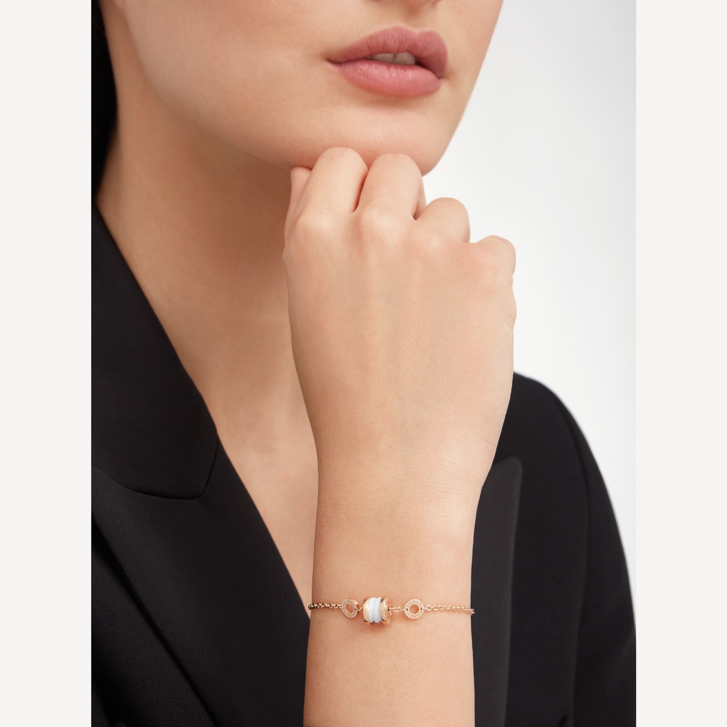 [Glow Jewelry]ZERO 1 SOFT PINK GOLD AND WHITE CERAMIC BRACELET