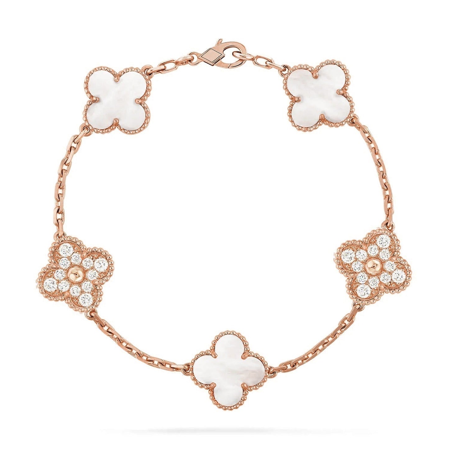 [Glow Jewelry]Neue KOLLEKTION CLOVER WHITE PEARL MOP 5 MOTIV ARMBÄNDER